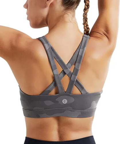 Vista 48 de RUNNING GIRL - Sujetadores deportivos para mujer, sujetadores deportivos con tiras acolchadas y espalda cruzada de apoyo medio con copas extraíbles