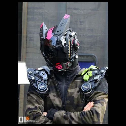 Vista 3 de Topoo Máscara punk futura, máscara táctica para cosplay, accesorios cibernéticos para hombres, mujeres, niños, niñas, Halloween, Navidad, fiesta