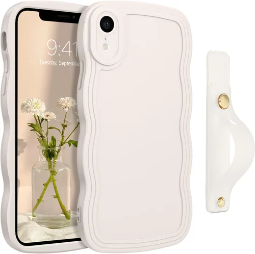 Vista 30 de GUAGUA Funda para iPhone SE 2022/2020, Funda para Teléfono iPhone 7/8 Diseño Lindo de Forma de Onda Rizada TPU Suave con Correa de Muñeca Soporte