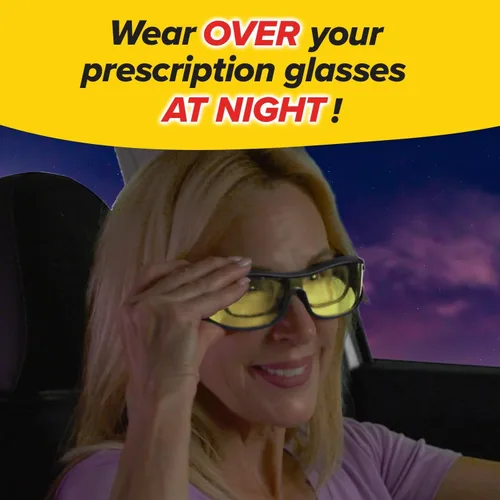 Vista 2 de BattleVision Lentes de conducción nocturna que envuelven la visión nocturna, AS-SEEN-ON-TV, se adaptan a tus lentes graduados y lectura, ver más