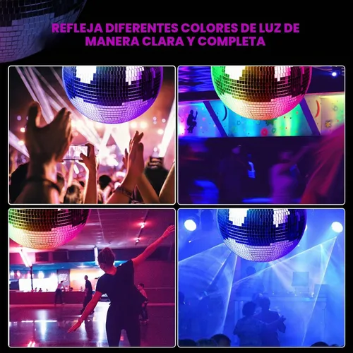 Vista 5 de Faeshoo - Bola de espejo de discoteca grande de 16 pulgadas para decoraciones de fiesta de discoteca, 1 bola de discoteca, 15 espejos de repuesto