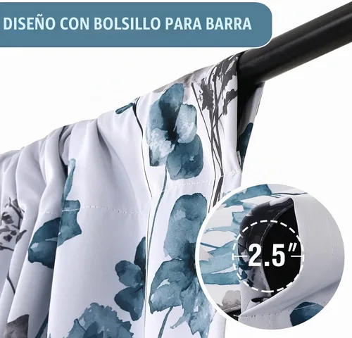 Vista 4 de H.VERSAILTEX Cortinas cortas 100% opacas para ventana de cocina, cortinas de amarre de eficiencia energética, bolsillo para barra, cubierta