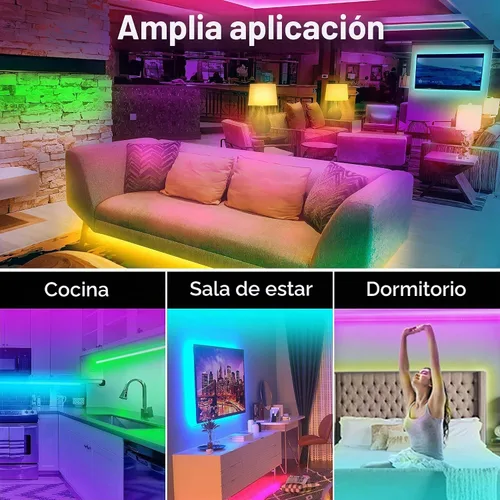 Vista 5 de GUPUP Tira de luces LED WiFi de 200 pies, compatible con Alexa y Google Assistant, 2 rollos de tira de luz LED RGB de 100 pies, cambio