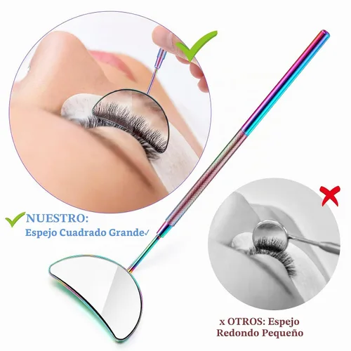 Vista 3 de Jetec Espejo de extensión de pestañas con forma de media luna, espejo de pestañas de acero inoxidable de 1.96 pulgadas, herramienta de espejo