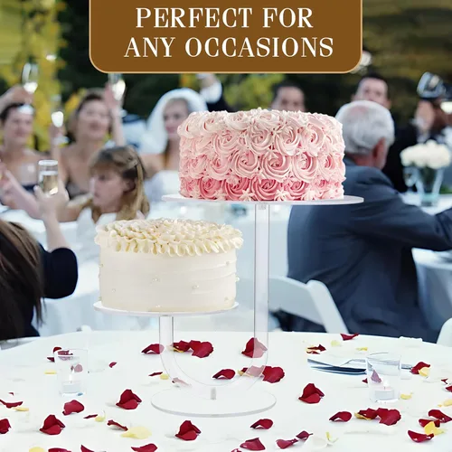 Vista 3 de Boxalls Soporte para pasteles de 2 niveles, elegante torre de acrílico transparente para cupcakes para bodas, cumpleaños, aniversarios, baby