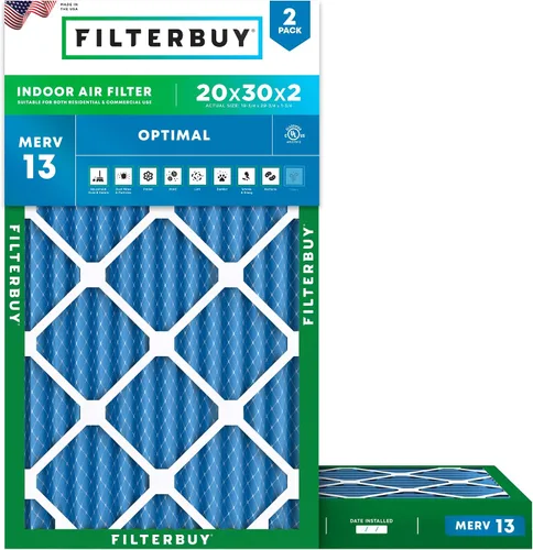 Vista 28 de Filterbuy Filtro de aire MERV 13 de 8 x 14 x 1 pulgadas, protección óptima contra el humo y la alergia (paquete de 2), filtros electrostáticos