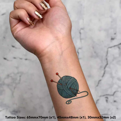 Vista 2 de Azeeda Tatuajes temporales 'Knitting Wool' (TO023011)