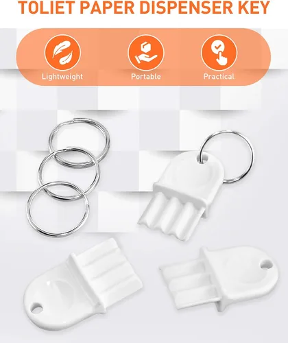 Vista 3 de 5 llaves dispensadoras de toallas de papel, llaves dispensadoras universales de papel higiénico, llave de plástico duro para dispensador de papel