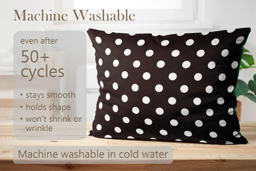 Vista 5 de Funda de almohada rectangular de felpa con diseño de lunares blancos y negros, con cremallera, un lado, impreso, 12 x 16 pulgadas, funda de cojín