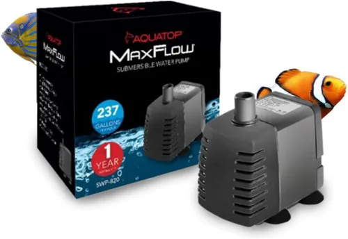 Vista 2 de Aquatop Bomba sumergible para acuario MaxFlow de 95 GPH de flujo ajustable, para peceras, sumideros y estatuas, SWP-230
