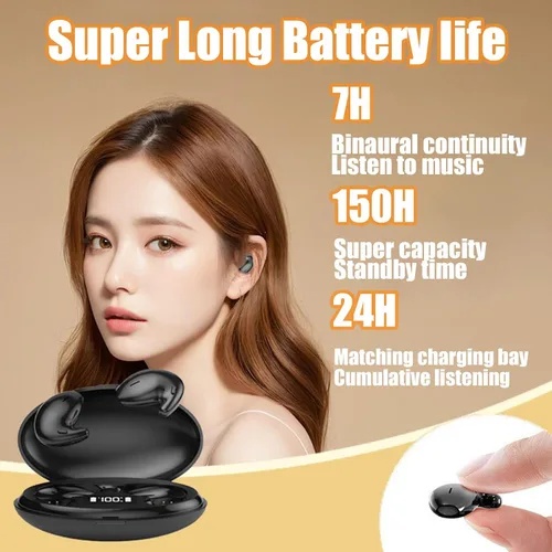 Vista 5 de Auriculares para dormir, inalámbricos Bluetooth, auriculares invisibles, cómodos con cancelación de ruido, para dormir de lado, para insomnio Rosado