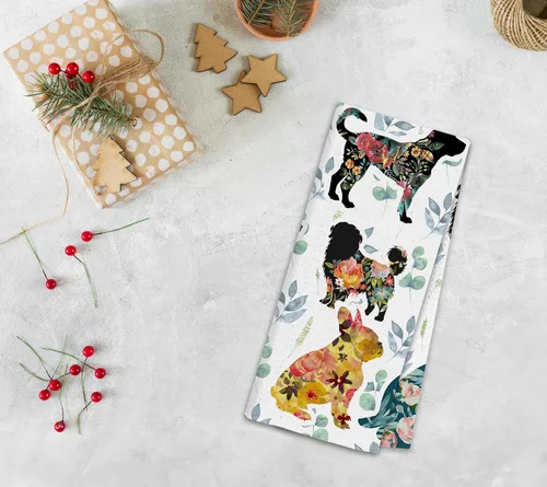 Vista 2 de Toallas de cocina para perros, regalos para amantes de los perros, mujeres, mamá, toallas de mano florales para decoración de cocina y baño, 16 x 24
