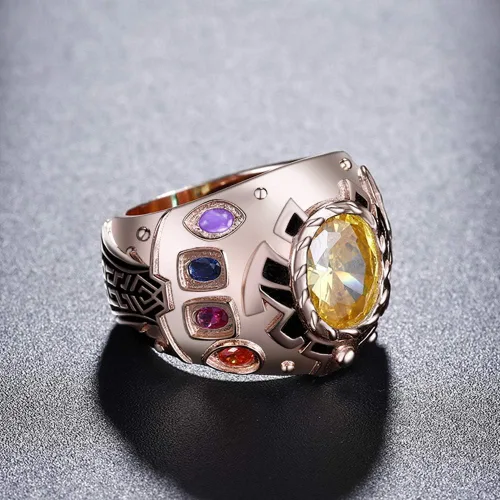 Vista 6 de Anillo Infinity Gauntlet chapado en oro rosa de plata 925