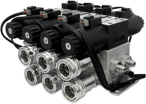 Vista 3 de Summit Hydraulics Kit de válvula hidráulica trasera con tercera función delantera compatible con tractores John Deere serie 2032R, 2038R