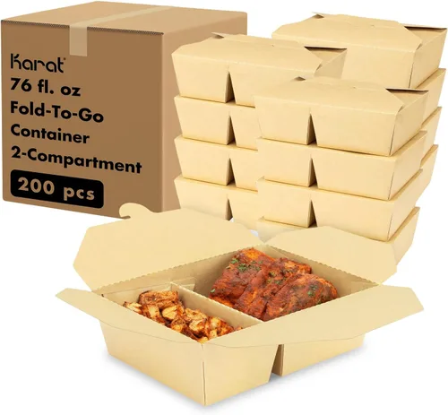 Vista 8 de Karat Paper to Go Boxes [30 oz - 450 ct] Resistente a fugas, microondas, resistentes a la grasa y apilables, color negro