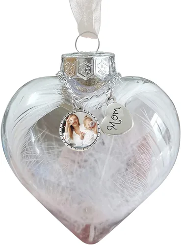 Vista 10 de Adornos de bola personalizados, árbol colgante de bola de fotos personalizada, bolas de decoración de Navidad, bola de adornos rellenables de plumas