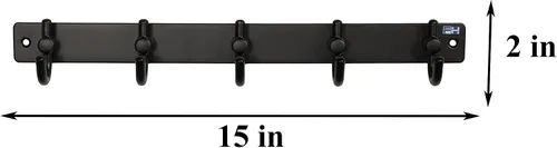 Vista 4 de FantasHome - Perchero de metal montado en la pared de 15 pulgadas con 5 ganchos, color negro