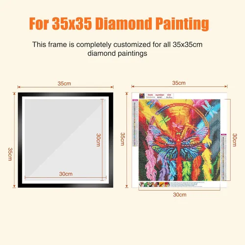 Vista 3 de NAIMOER 2 paquetes de marcos para pintura de diamante, Marcos para lienzo de pintura de diamante de 35x35cm, Marco magnético de arte de diamante