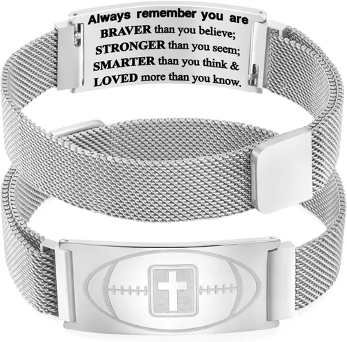 Vista 46 de Regalos de graduación, pulsera de fútbol, fútbol, baloncesto, béisbol, regalos de pulsera, pulseras de cruz de fe para hombres, bautismo, primera