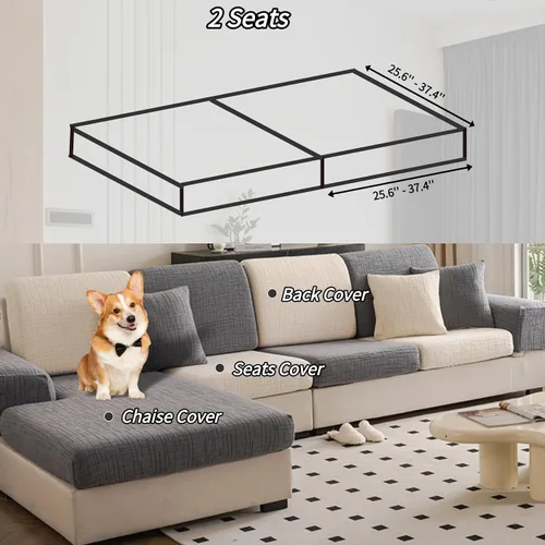 Vista 2 de Fundas de Cojines para Sofá Seccional, fundas de sofá de tela jacquard elástica gruesa y lavable para sofá seccional, fundas de sofá antideslizantes