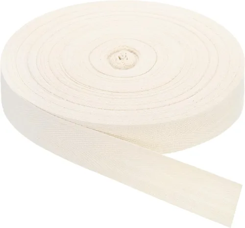 Vista 34 de uxcell Cinta de sarga, 1 cinta de tela de algodón de 11 yardas x 0.315 in, rollo de cinta de espiga para ropa, accesorios, bolsas (beige y blanco)