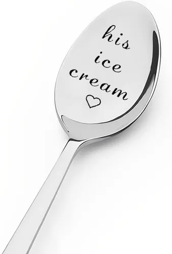 Vista 5 de Juego de 2 cucharas de helado para él y para ella, regalo de cumpleaños, San Valentín, para marido, esposa, cuchara grabada para parejas