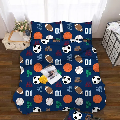 Vista 8 de All American Collection Juego de sábanas de 3 piezas con estampado suave y cómodo para dormitorio (individual, béisbol)