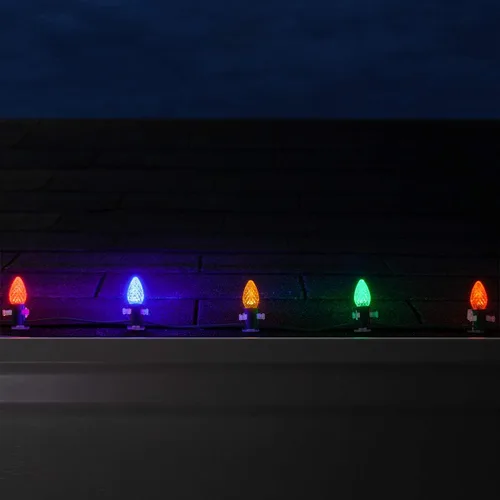 Vista 6 de Wintergreen Lighting C7 OptiCore Luces de Navidad Multicolor Comerciales - Cadena de luces LED de Navidad, luces navideñas al aire libre; cable Verde