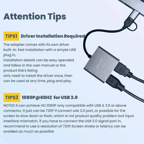 Vista 7 de Adaptador USB a HDMI para 2 monitores, USB 3.0 a HDMI dual para 3 monitores, USB a HDMI con dos displau HD compatible con Mac y Windows/Extensor