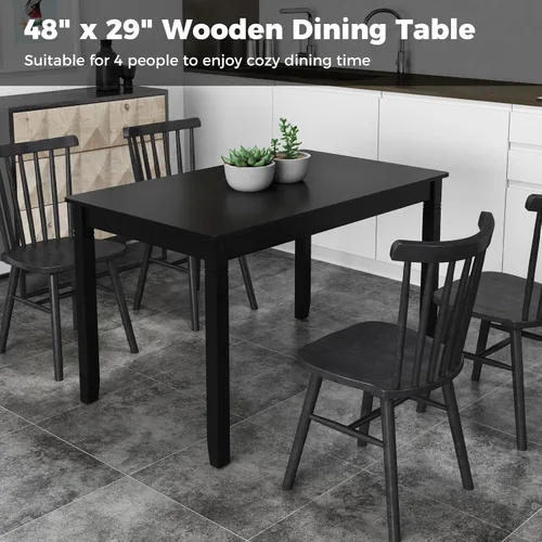 Vista 4 de Giantex Mesa de comedor para 4 personas, mesa de cocina de 48 x 29 pulgadas con patas de madera, carga de 330 libras, mesa de comedor rectangular