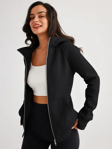 Vista 73 de Trendy Queen Sudaderas con capucha y cremallera para mujer, chaquetas de vellón, talla extragrande, moda de otoño e invierno