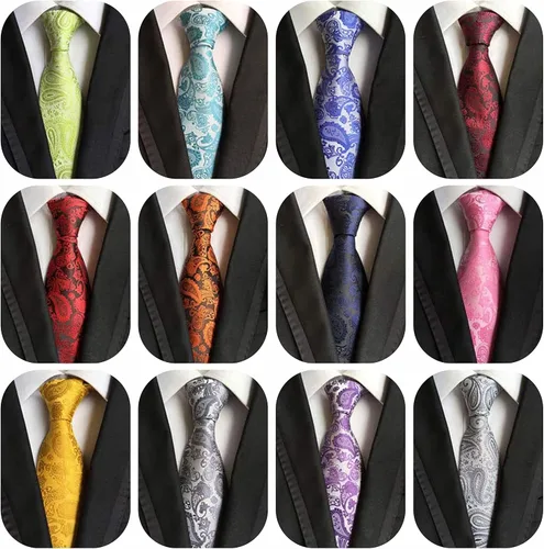 Vista 2 de WeiShang Corbata clásica de seda para hombre, corbatas tejidas jacquard