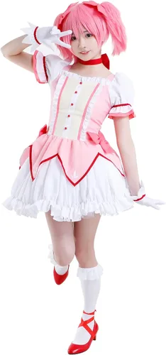 Vista 2 de Miccostumes Conjunto completo de disfraz de anime para mujer con guantes de gargantilla calcetines