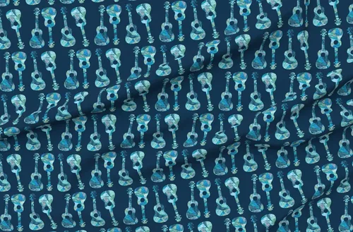 Vista 4 de Spoonflower Tela - Ukelele, hawaiano, acuarela, azul, música, isla, océano, Hawaii, impreso en tela de gasa Fat Quarter - Costura de ropa de moda