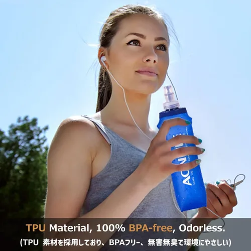 Vista 3 de Azarxis - Botellas plegables de frasco suave de TPU, libres de BPA, 250ml 350ml 500ml 600ml para cinturón de hidratación, mochila, correr