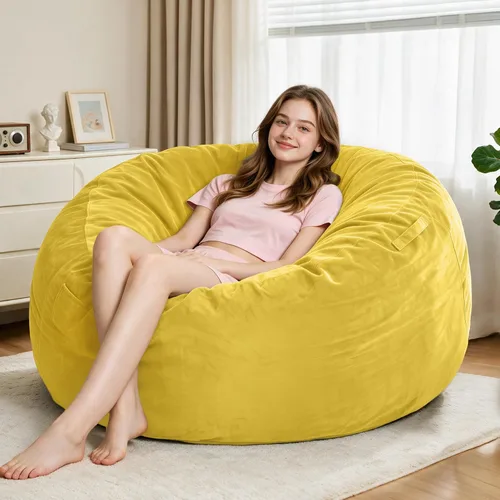 Vista 62 de Sillón puff de 3 pies Sillón estilo puff grande de 3 pulgadas con relleno de espuma viscoelástica, sofá suave con funda de terciopelo holandés