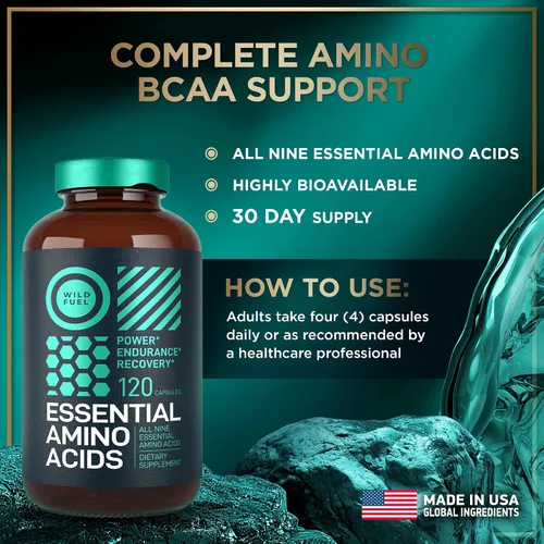 Vista 5 de Suplemento de aminoácidos esenciales – Los 9 EAA con aminoácidos BCAA (leucina, lisina, valina, treonina) – 3,000 mg por porción – Crecimiento