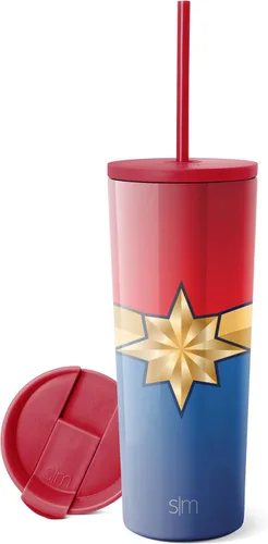 Vista 10 de Simple Modern - Vaso aislado con tapa abatible y tapa con pajilla de Los Vengadores de Marvel, botella de agua reutilizable de acero inoxidable