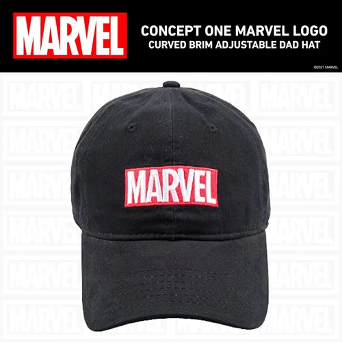 Vista 2 de Concept One Marvel Logo - Gorro ajustable de algodón para papá, negro, talla única, Negro