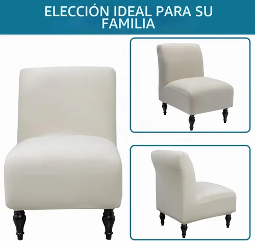 Vista 7 de Liykimt Funda para Silla de Acento sin Brazos Slipcover, Funda Slipcover para Silla Slipper de Spandex Elástico Extraíble para Silla sin Brazos Beige