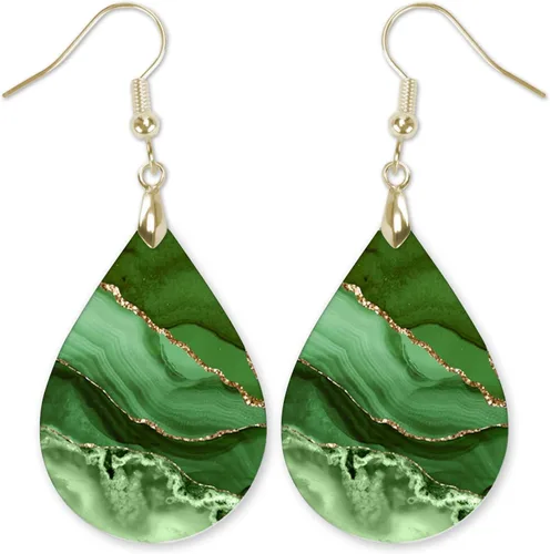 Vista 19 de Dangle Earrings for Women Colorful Dangling Drop Statement Jewelry Printed MDF Wood Teardrop Double Side Print Handmade by The Painted Pug