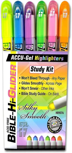 Vista 7 de G.T. Luscombe Company, Inc. Accu-Gel Bible-Hi-Glider Bible Study Set No Bleed Solid Gel Highlighter No Smearing or Fading Long Lasting Bright