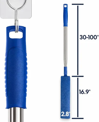 Vista 6 de Limpiador de polvo retráctil con poste de extensión y 3 paños de microfibra Cleaning Tools with 3 Microfiber Dusting Cloths Long Handle Duster