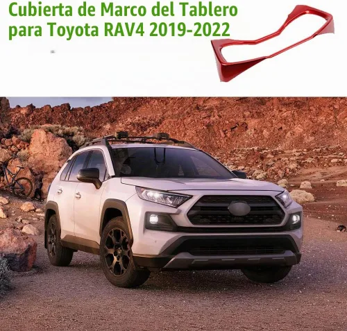 Vista 2 de Cubierta de tablero de consola central ABS compatible con Toyota RAV4 2019-2023 (rojo brillante)
