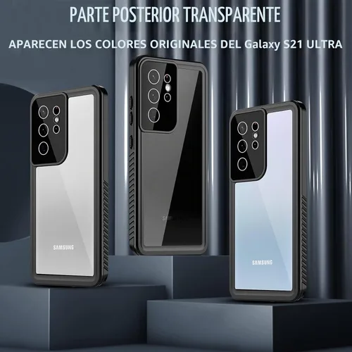 Vista 6 de ANTSHARE - Funda impermeable para Samsung Galaxy S21 Ultra, color negro y transparente Galaxy S21 Ultra Case with Screen Protector,360 Full Body