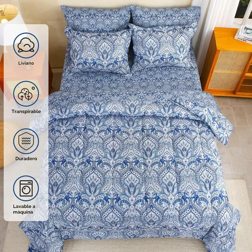Vista 3 de lasoftan Juego de edredón floral Queen con sábanas, ropa de cama vintage de lujo de 7 piezas, ropa de cama de microfibra suave en una bolsa, juego