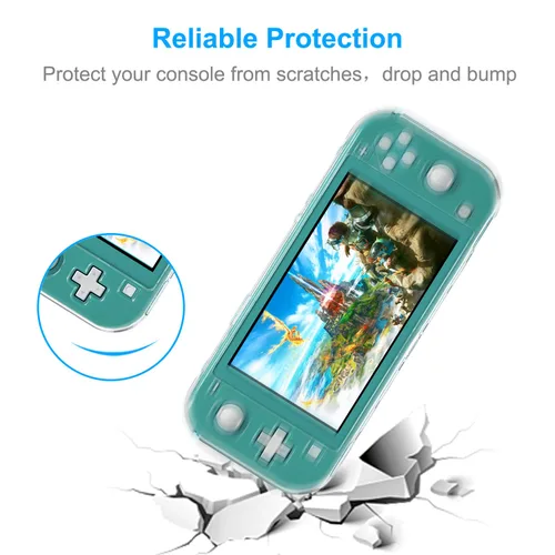 Vista 4 de Funda transparente para Switch Lite, funda protectora de policarbonato duro ultra delgada compatible con Nintendo Switch Lite con un protector