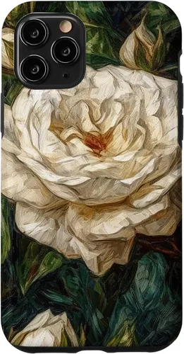 Vista 27 de iPhone 16 Van Gogh Art White Flower White Roses Case