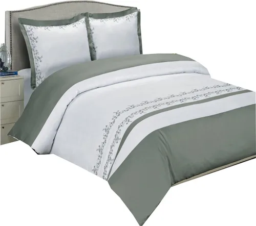 Vista 19 de sheetsnthings Juego de edredón de 8 piezas de tamaño matrimonial bordado Amalia dorado y blanco, incluye juego de funda de edredón de algodón de 3