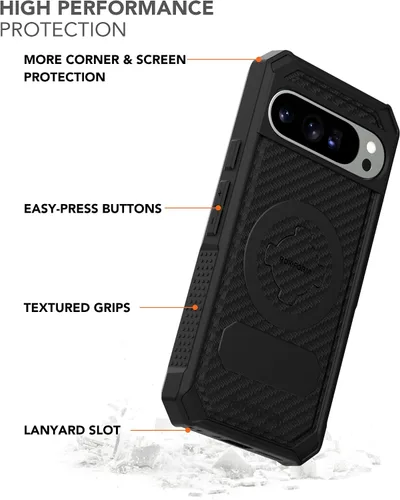 Vista 2 de ROKFORM Funda compatible con Google Pixel 9 Pro XL, serie resistente, cubierta magnética con RokLock, armadura probada contra caídas (negro)